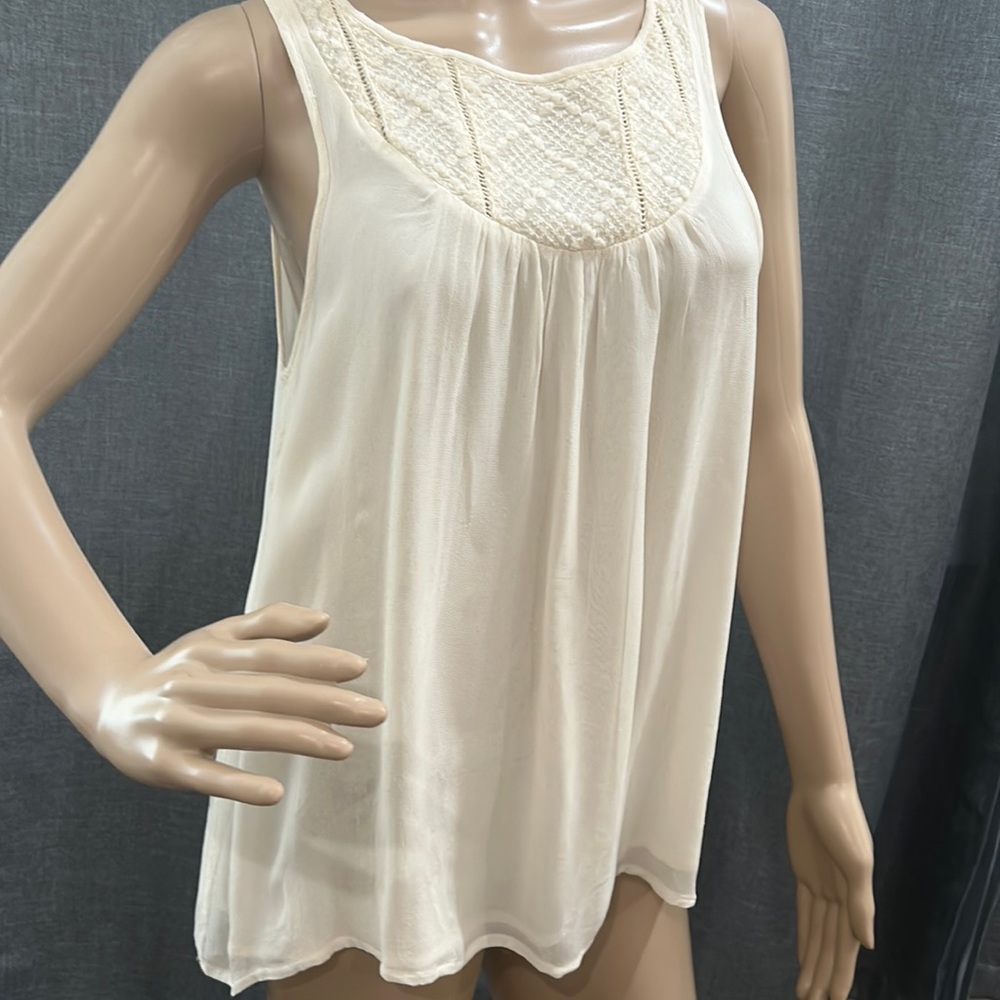Lucky brand Delicate crepe sleeveless tank with open tulip back